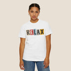 RELAX Ransom Note T-Shirt | Retro Magazine Cutout Font