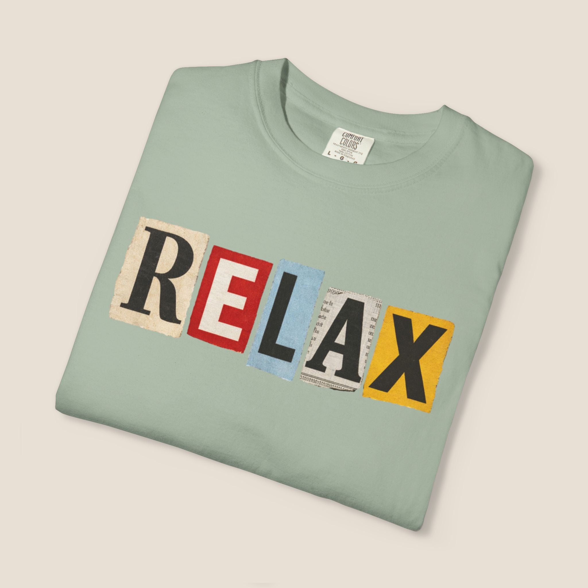 RELAX Ransom Note T-Shirt | Retro Magazine Cutout Font