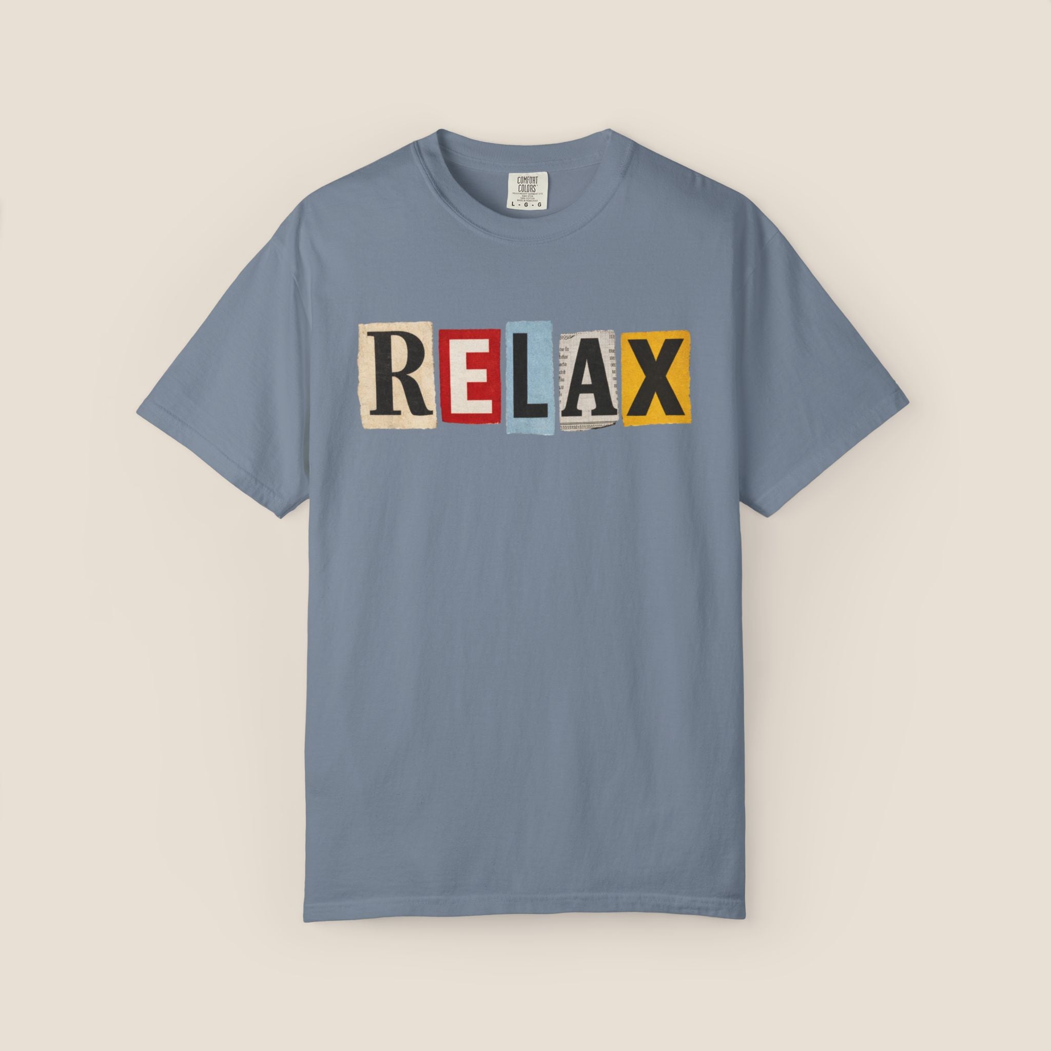 RELAX Ransom Note T-Shirt | Retro Magazine Cutout Font