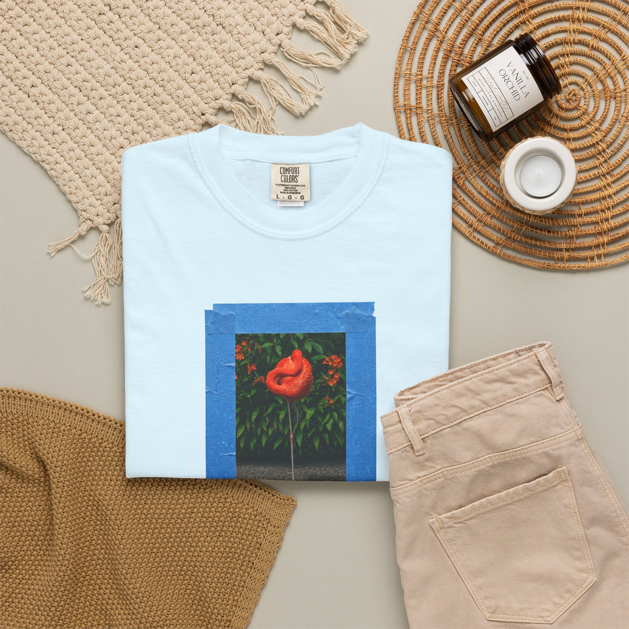 Orange Flamingo Artistic Graphic T-Shirt