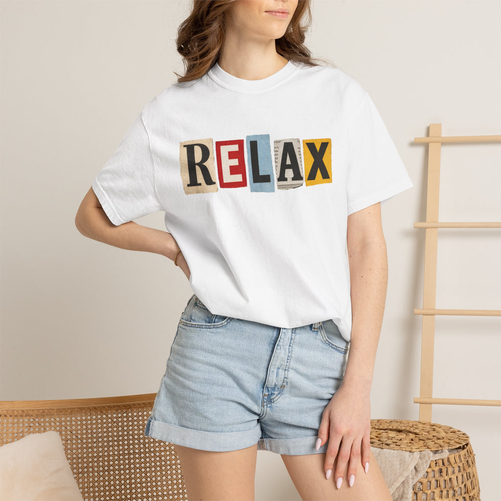RELAX Ransom Note T-Shirt | Retro Magazine Cutout Font