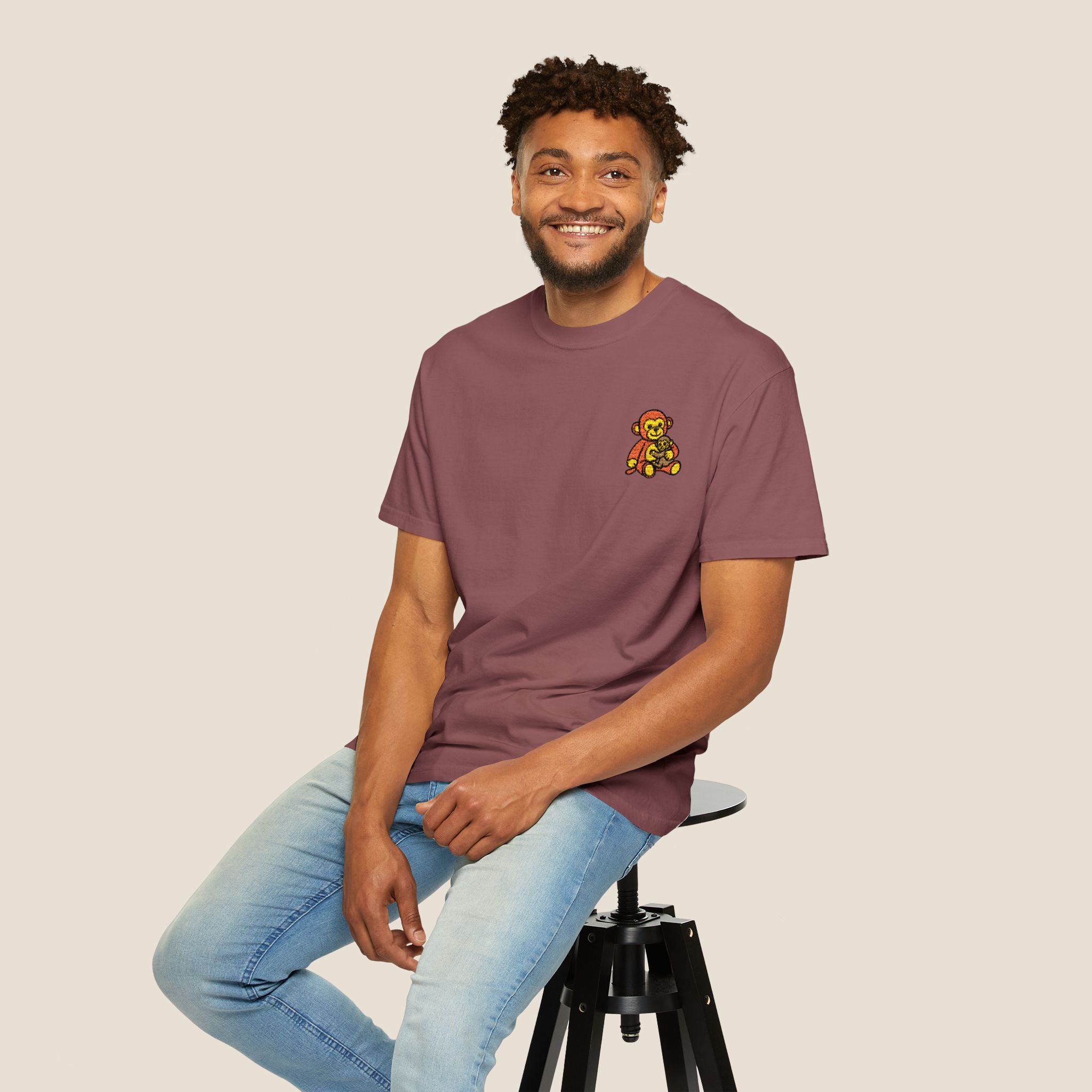 Embroidered Punch Monkey Shirt | Heavyweight T-Shirt