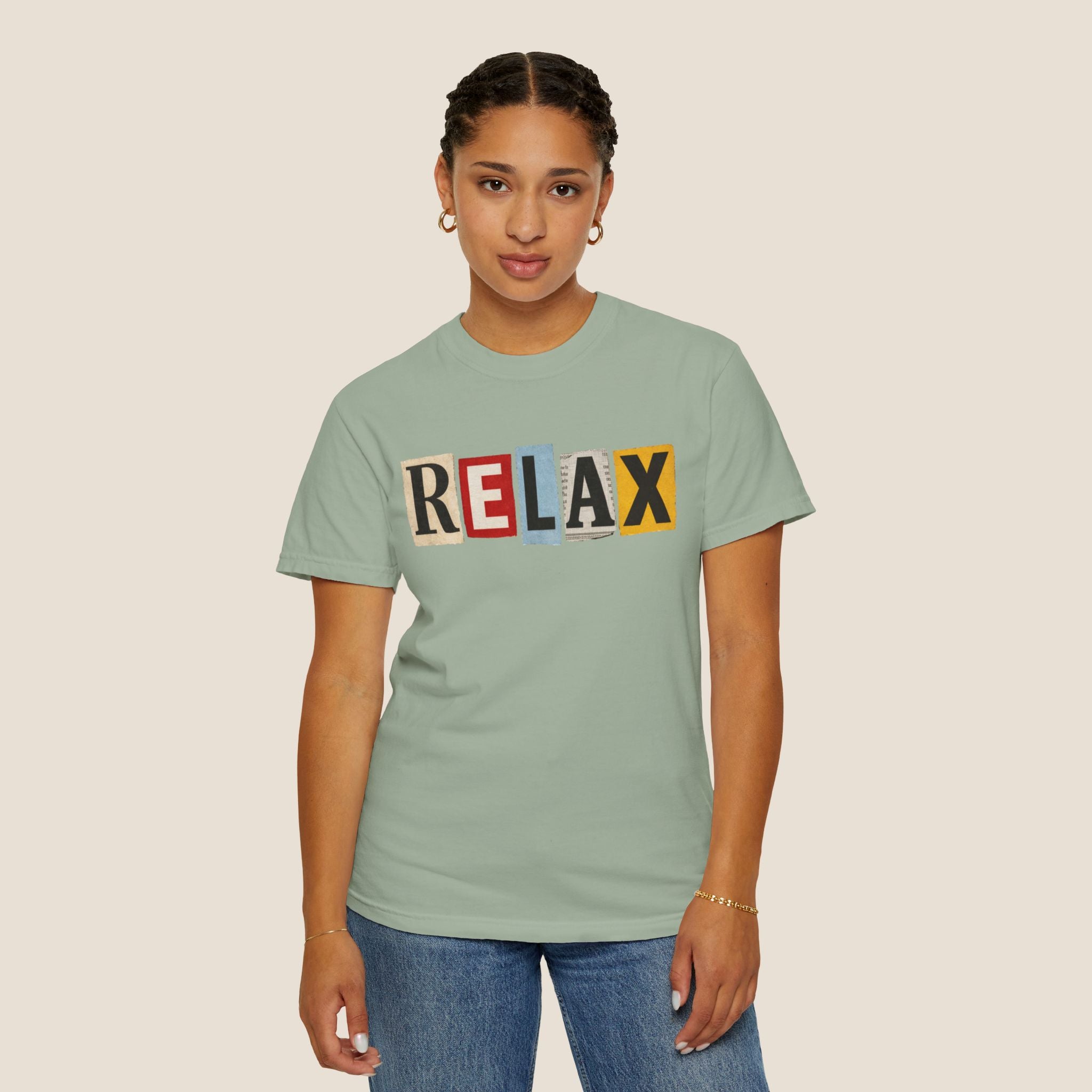 RELAX Ransom Note T-Shirt | Retro Magazine Cutout Font