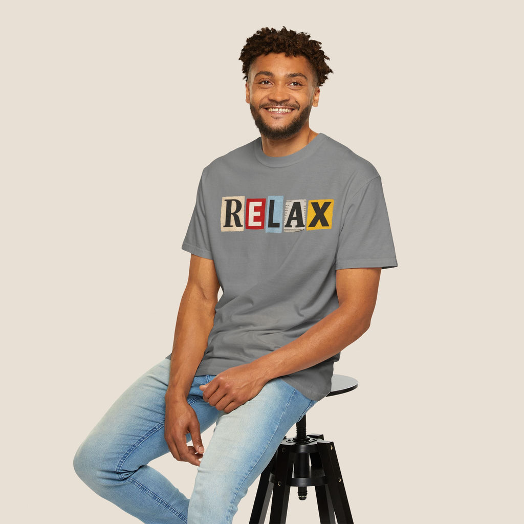RELAX Ransom Note T-Shirt | Retro Magazine Cutout Font