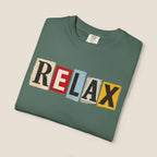 RELAX Ransom Note T-Shirt | Retro Magazine Cutout Font