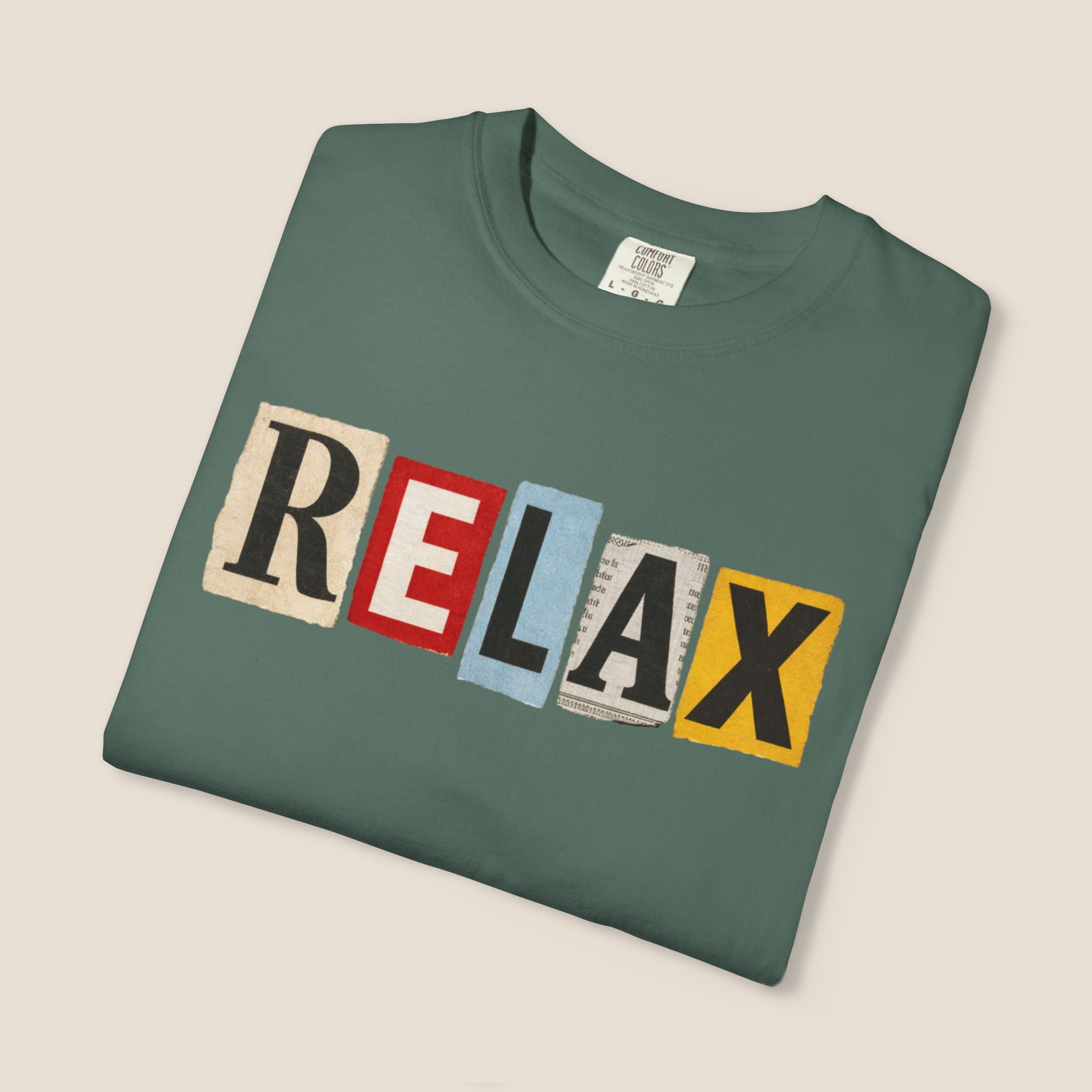 RELAX Ransom Note T-Shirt | Retro Magazine Cutout Font