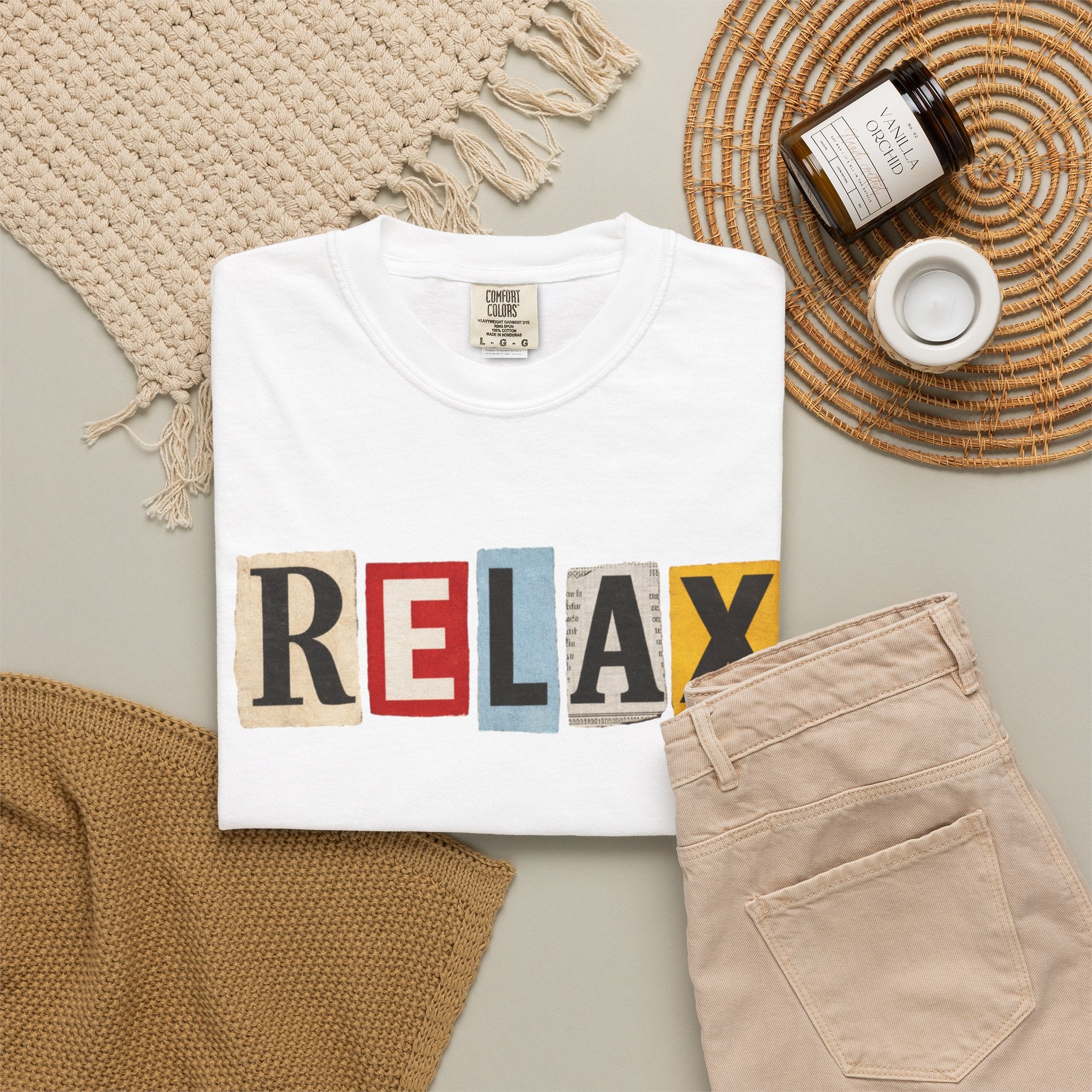 RELAX Ransom Note T-Shirt | Retro Magazine Cutout Font