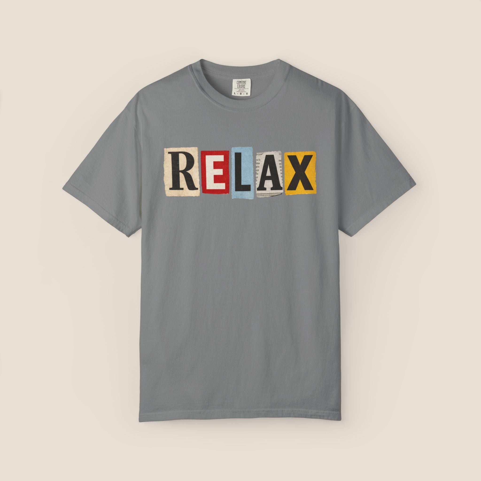 RELAX Ransom Note T-Shirt | Retro Magazine Cutout Font