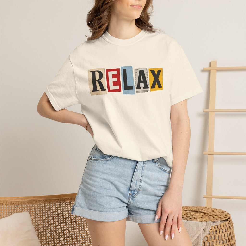 RELAX Ransom Note T-Shirt | Retro Magazine Cutout Font