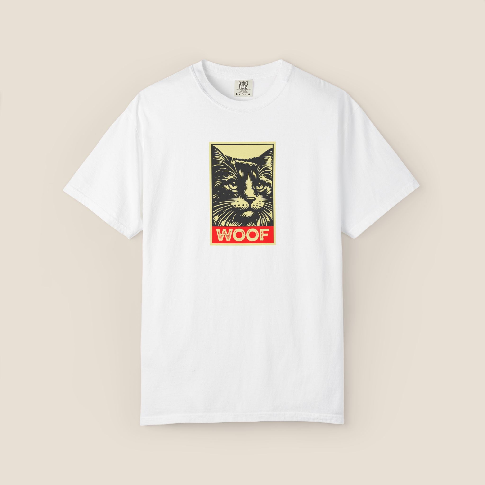 WOOF! Cat T-Shirt | Funny Cat Lover Gift | Ironic Cat Tee