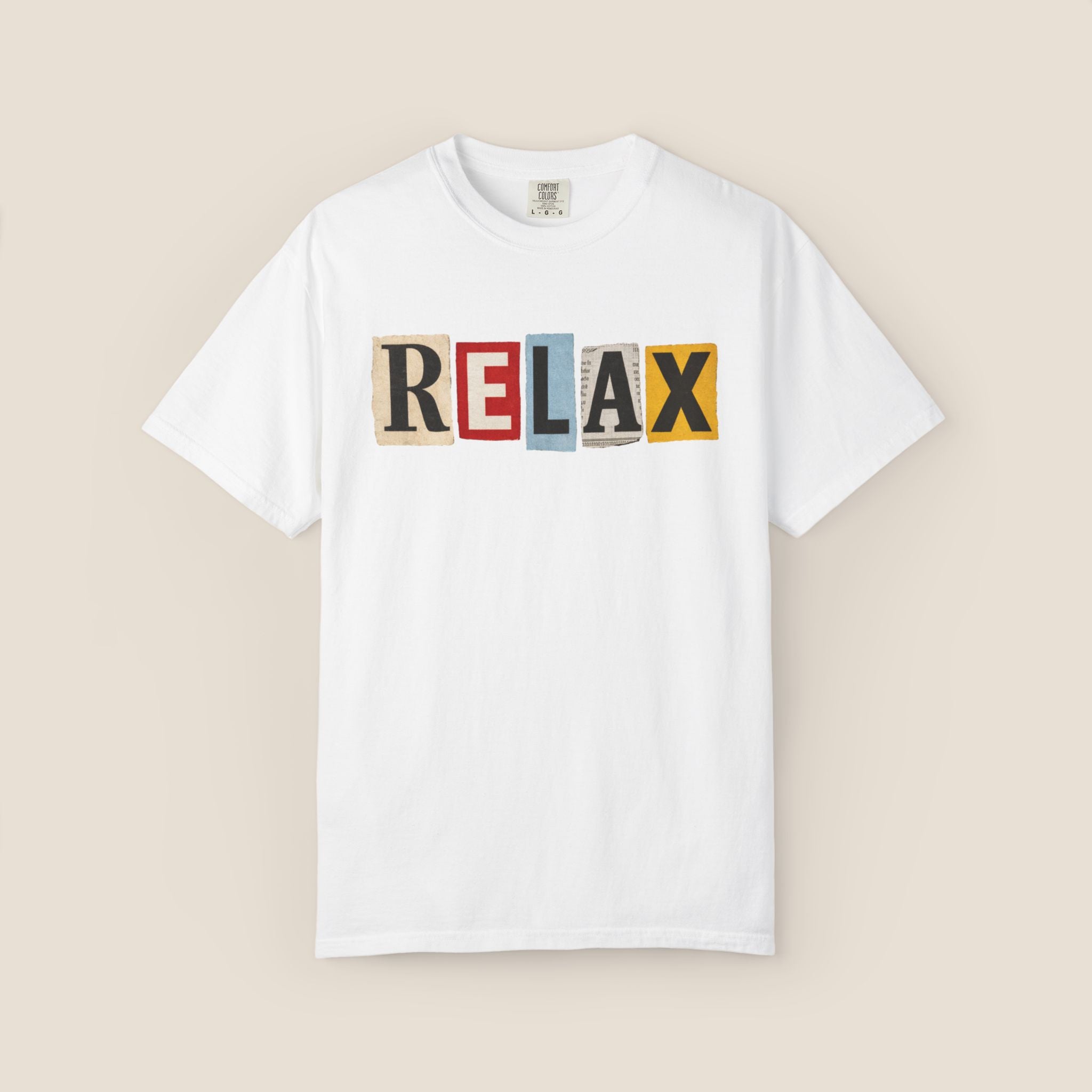 RELAX Ransom Note T-Shirt | Retro Magazine Cutout Font