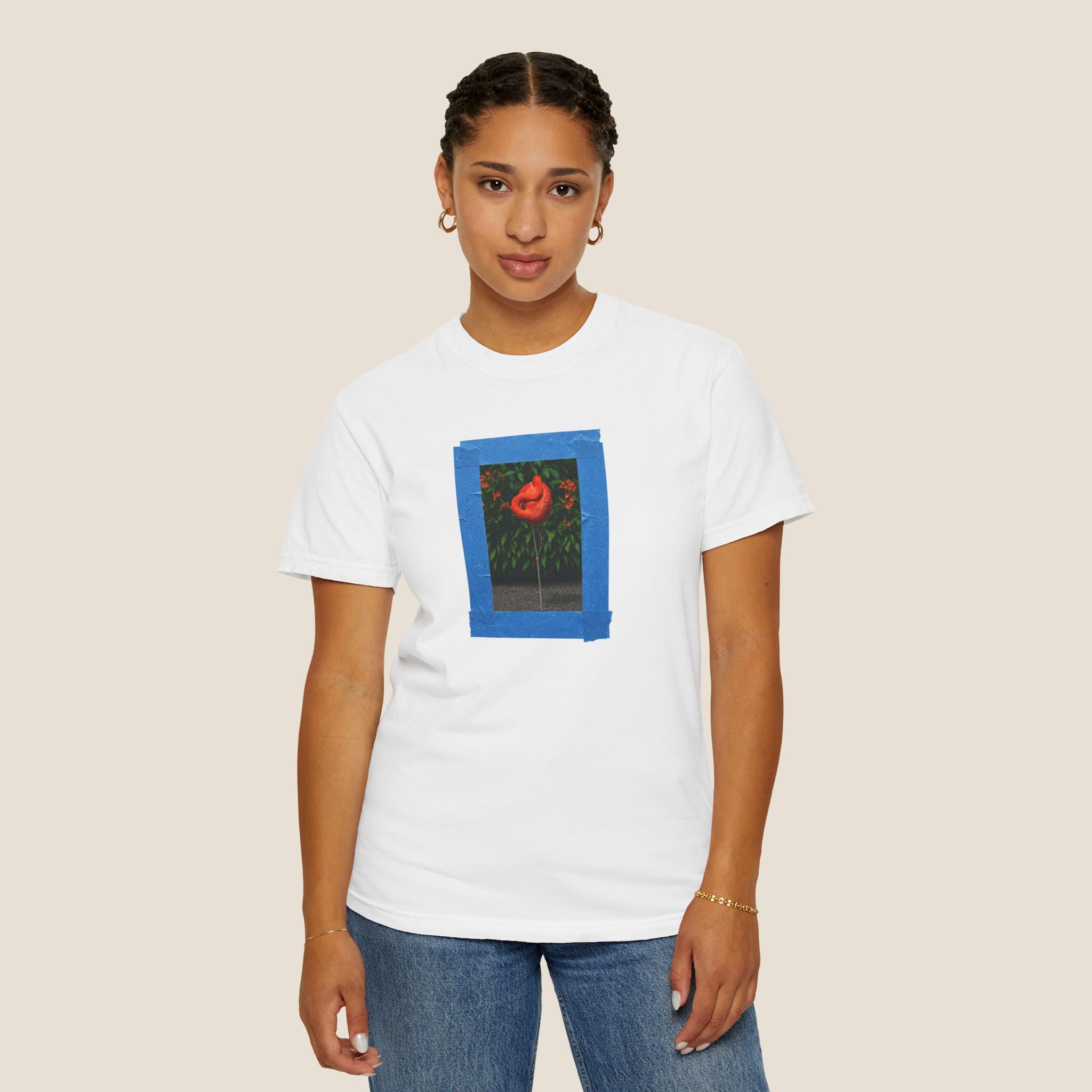 Orange Flamingo Artistic Graphic T-Shirt