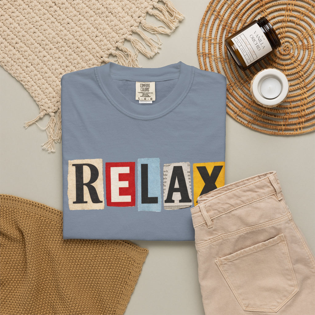 RELAX Ransom Note T-Shirt | Retro Magazine Cutout Font