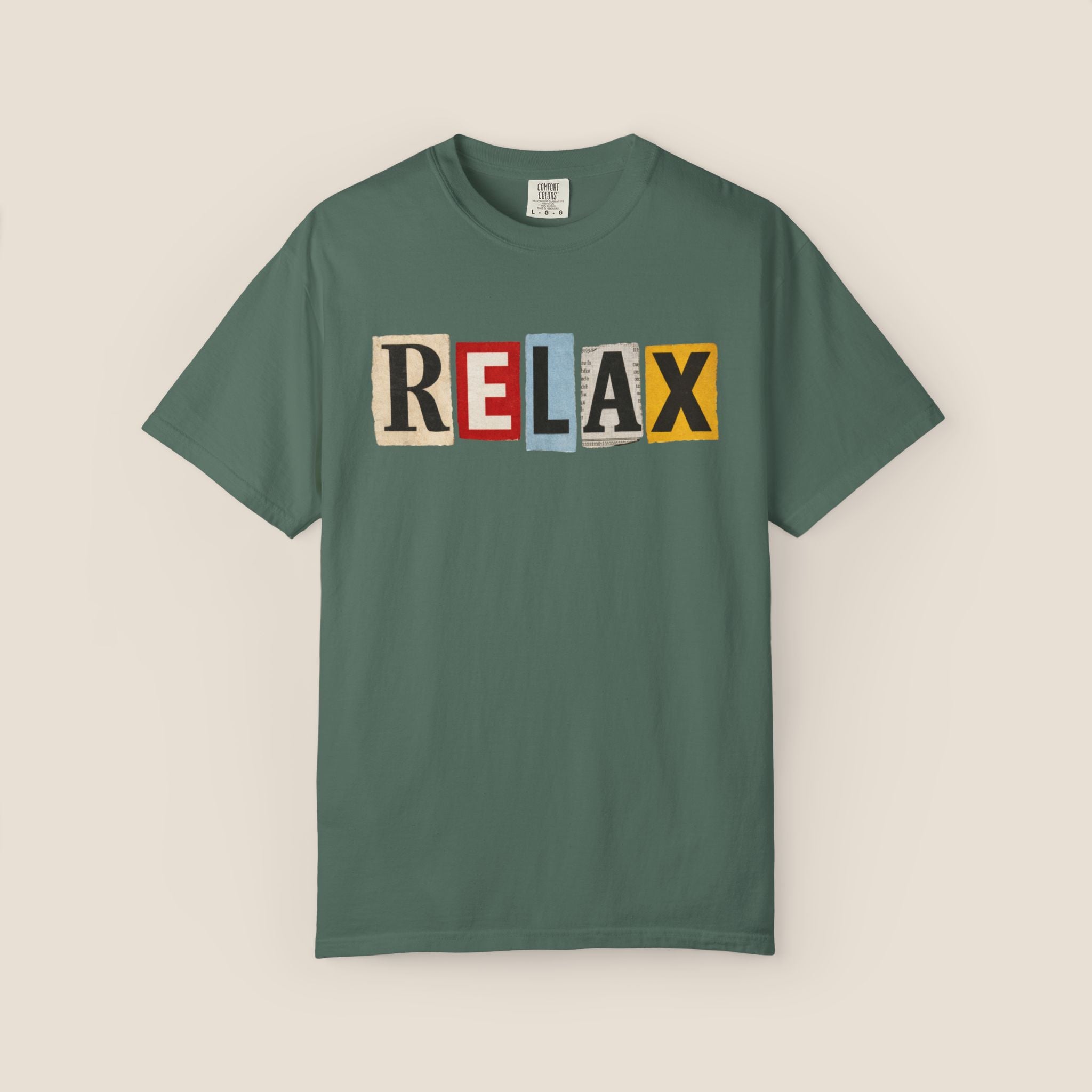 RELAX Ransom Note T-Shirt | Retro Magazine Cutout Font