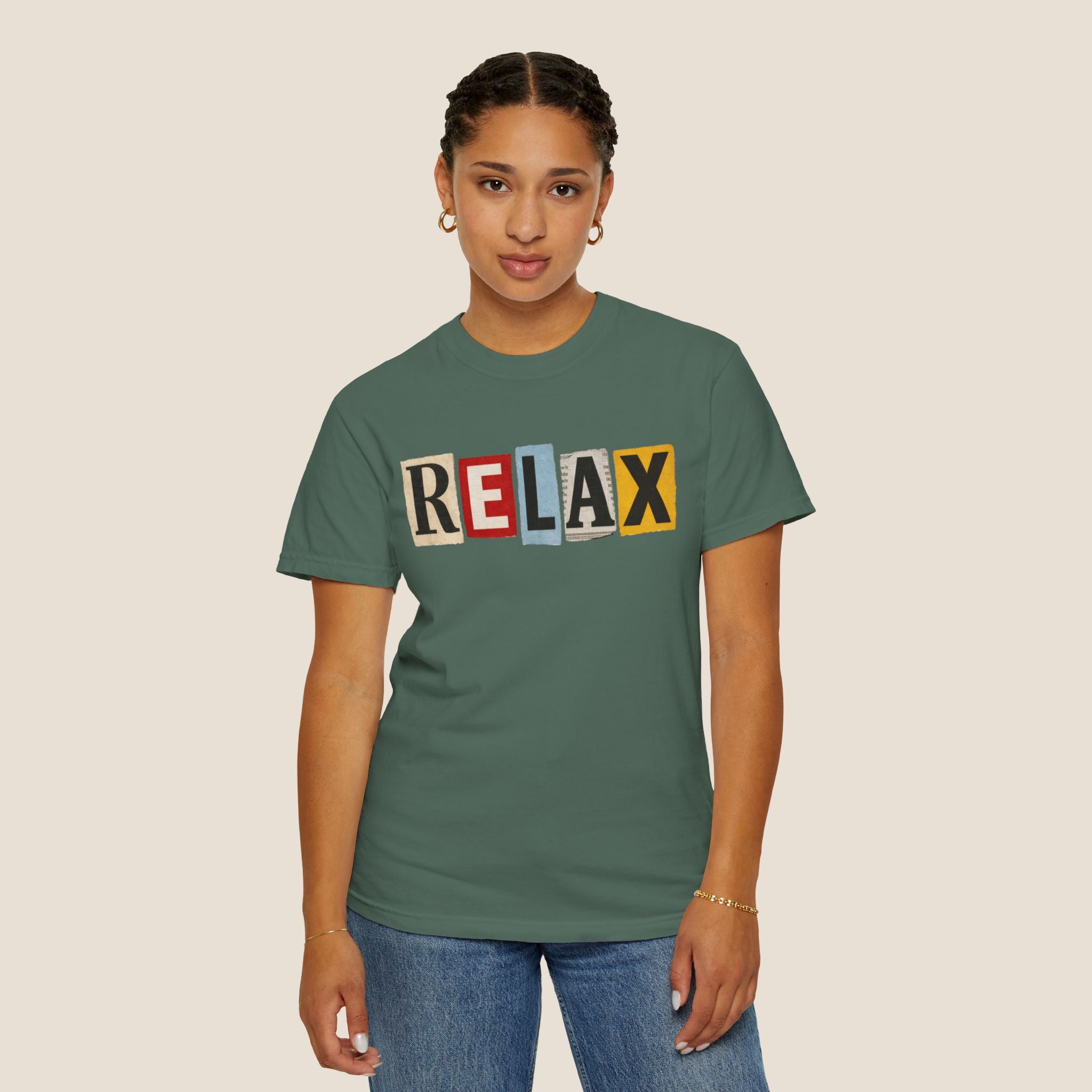 RELAX Ransom Note T-Shirt | Retro Magazine Cutout Font