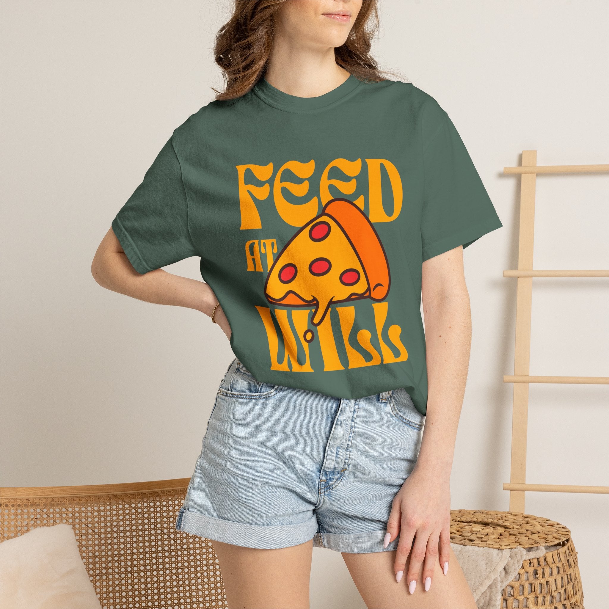 Retro Pizza Shirt Feed At Will | Funny Foodie Gift for a Foodie