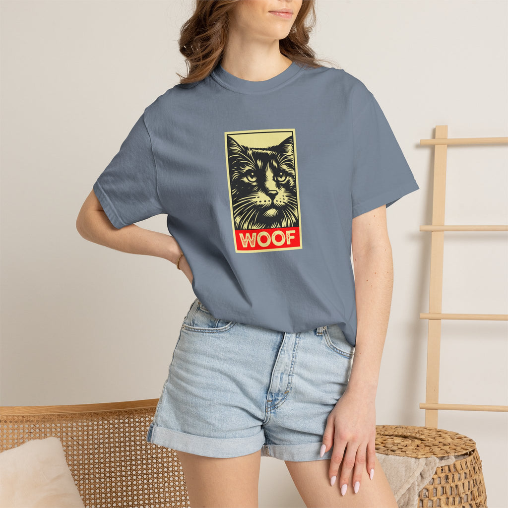 WOOF! Cat T-Shirt | Funny Cat Lover Gift | Ironic Cat Tee