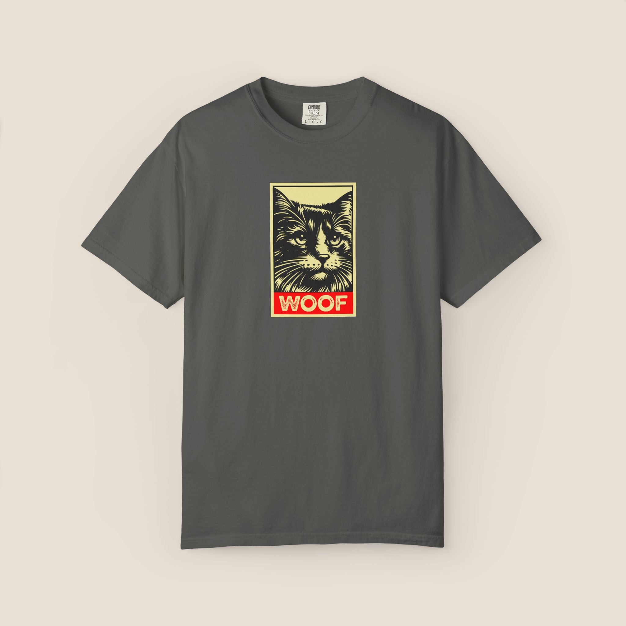 WOOF! Cat T-Shirt | Funny Cat Lover Gift | Ironic Cat Tee