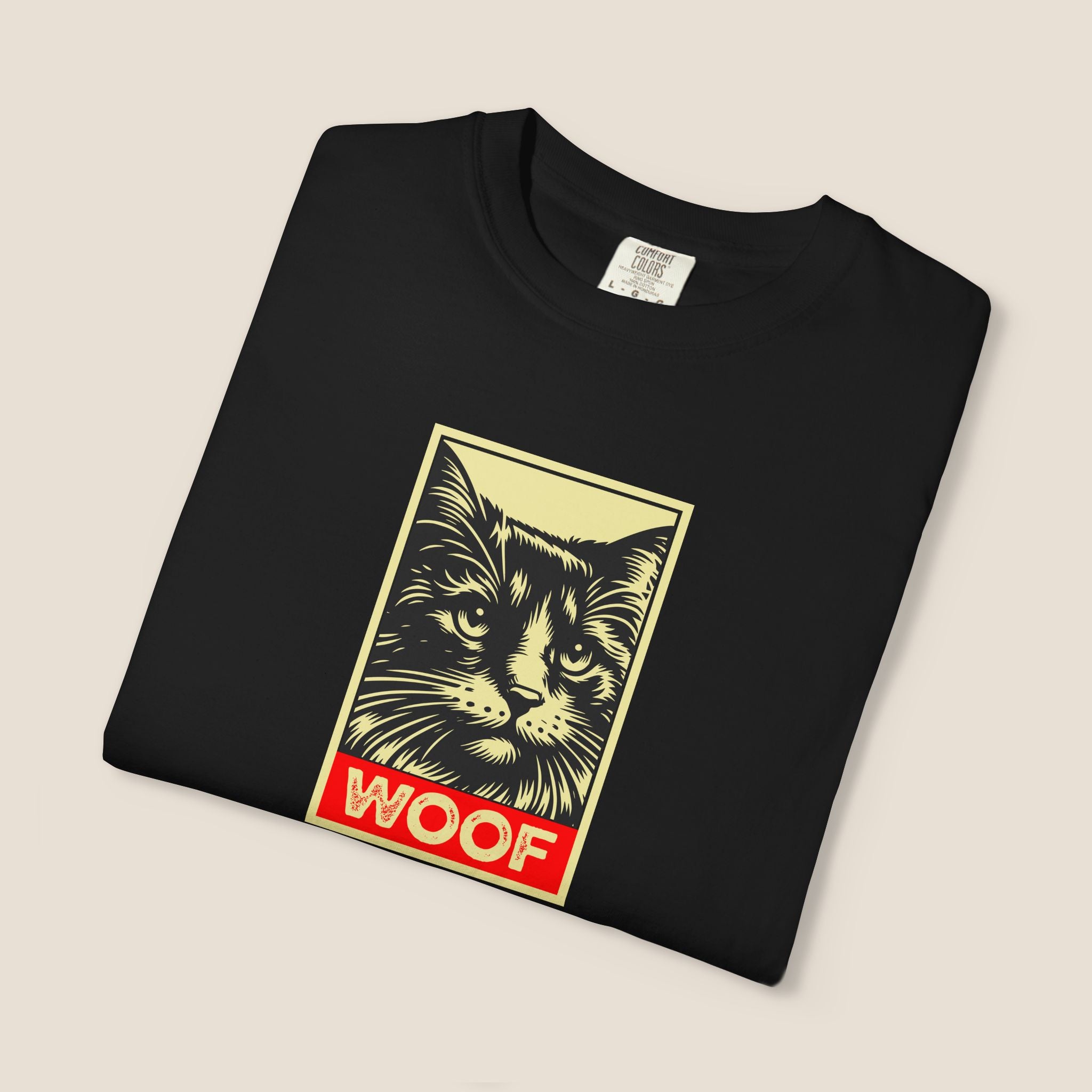 WOOF! Cat T-Shirt | Funny Cat Lover Gift | Ironic Cat Tee