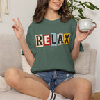 RELAX Ransom Note T-Shirt | Retro Magazine Cutout Font
