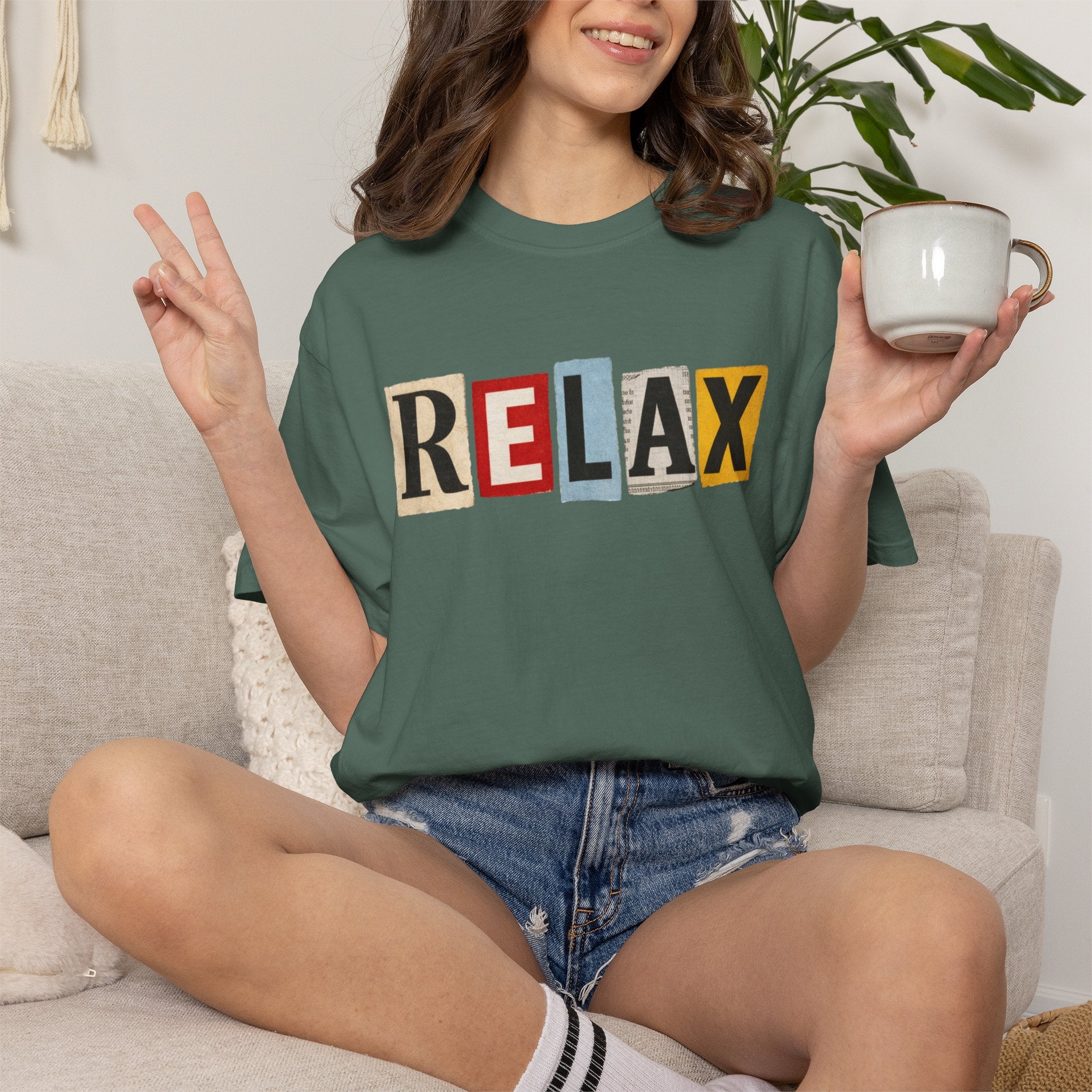 RELAX Ransom Note T-Shirt | Retro Magazine Cutout Font