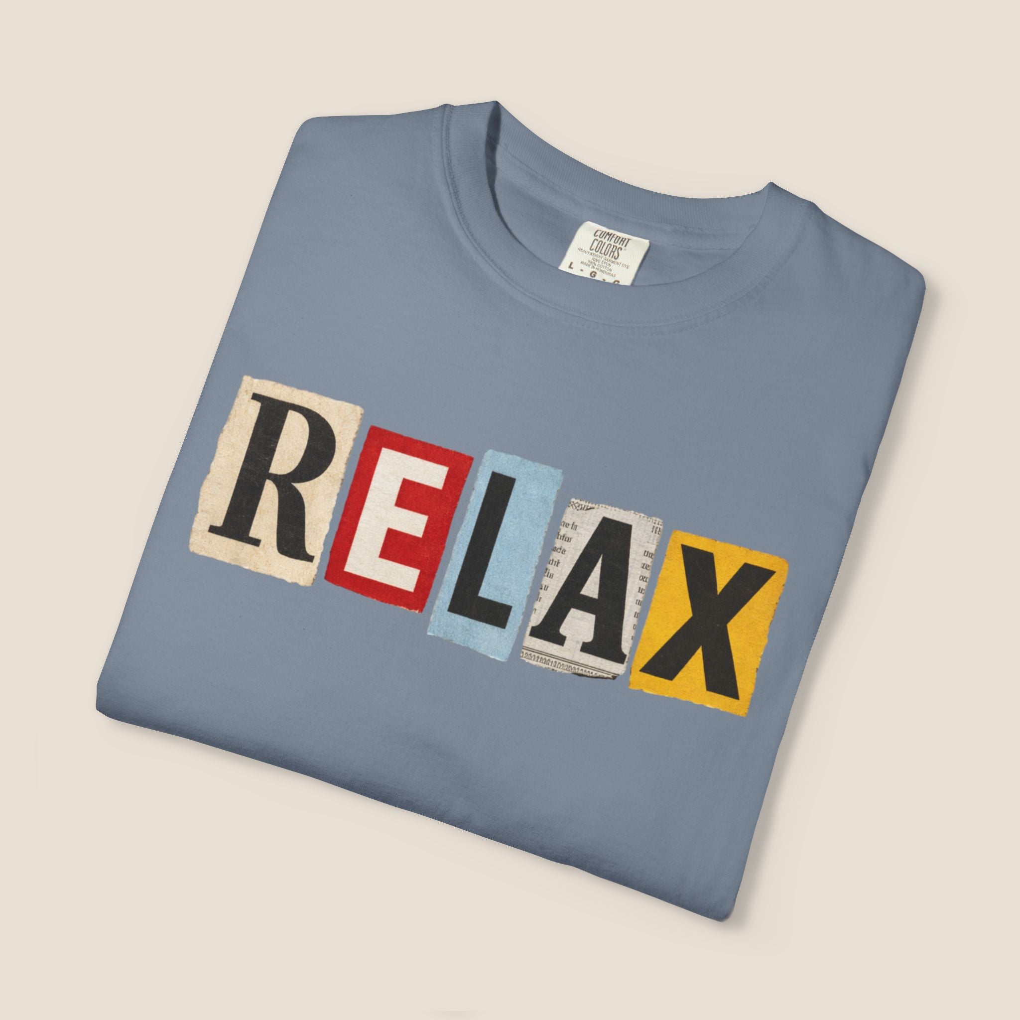 RELAX Ransom Note T-Shirt | Retro Magazine Cutout Font