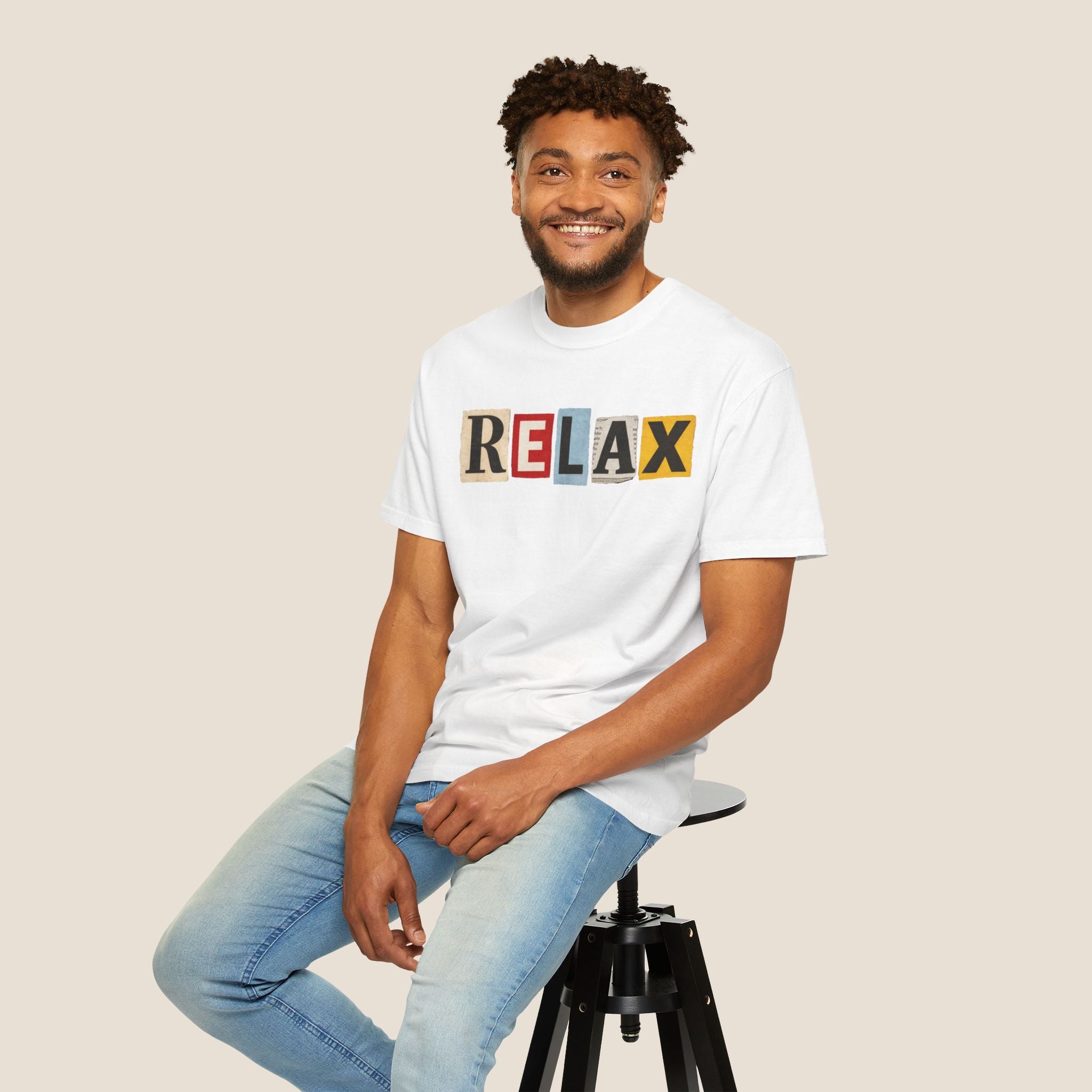 RELAX Ransom Note T-Shirt | Retro Magazine Cutout Font