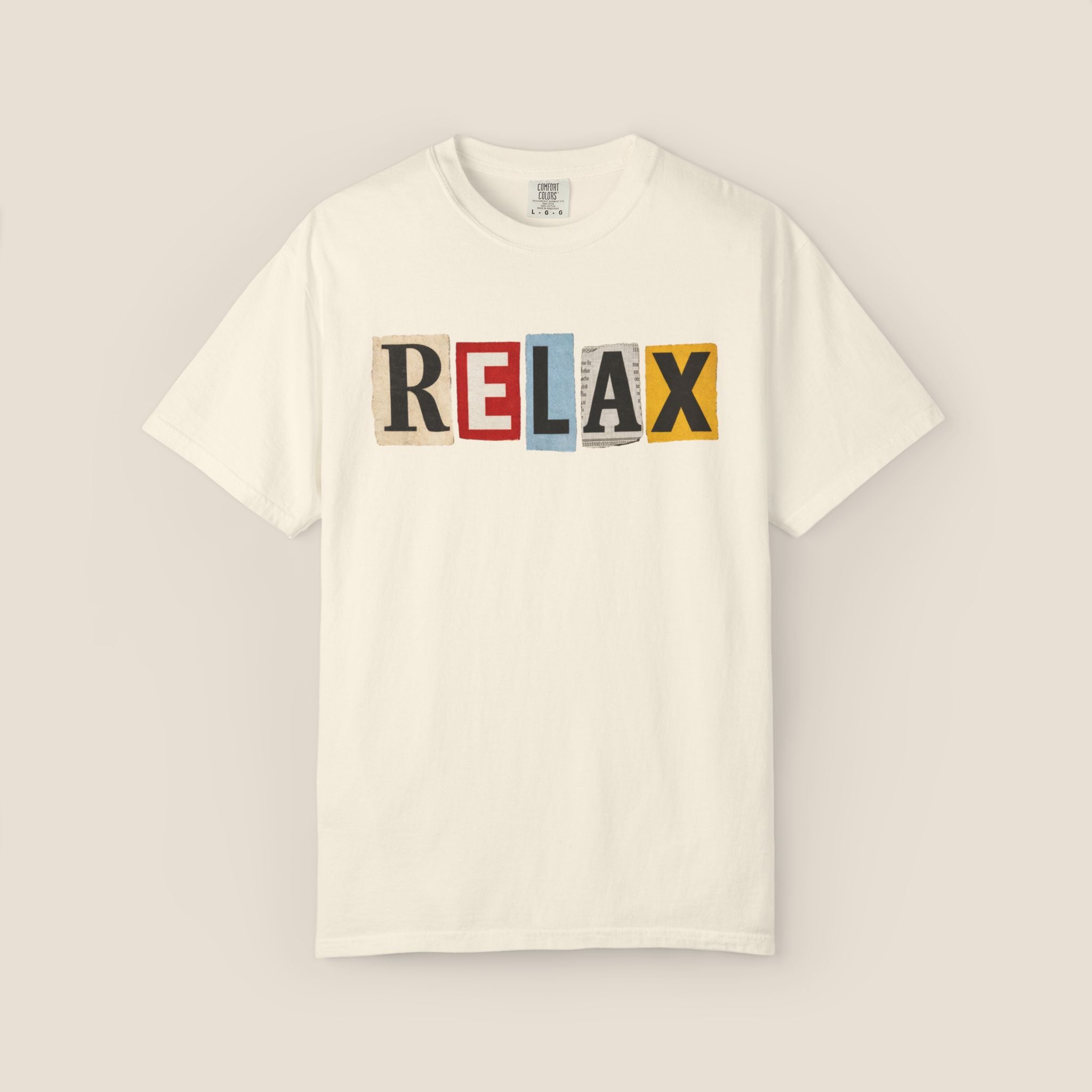 RELAX Ransom Note T-Shirt | Retro Magazine Cutout Font