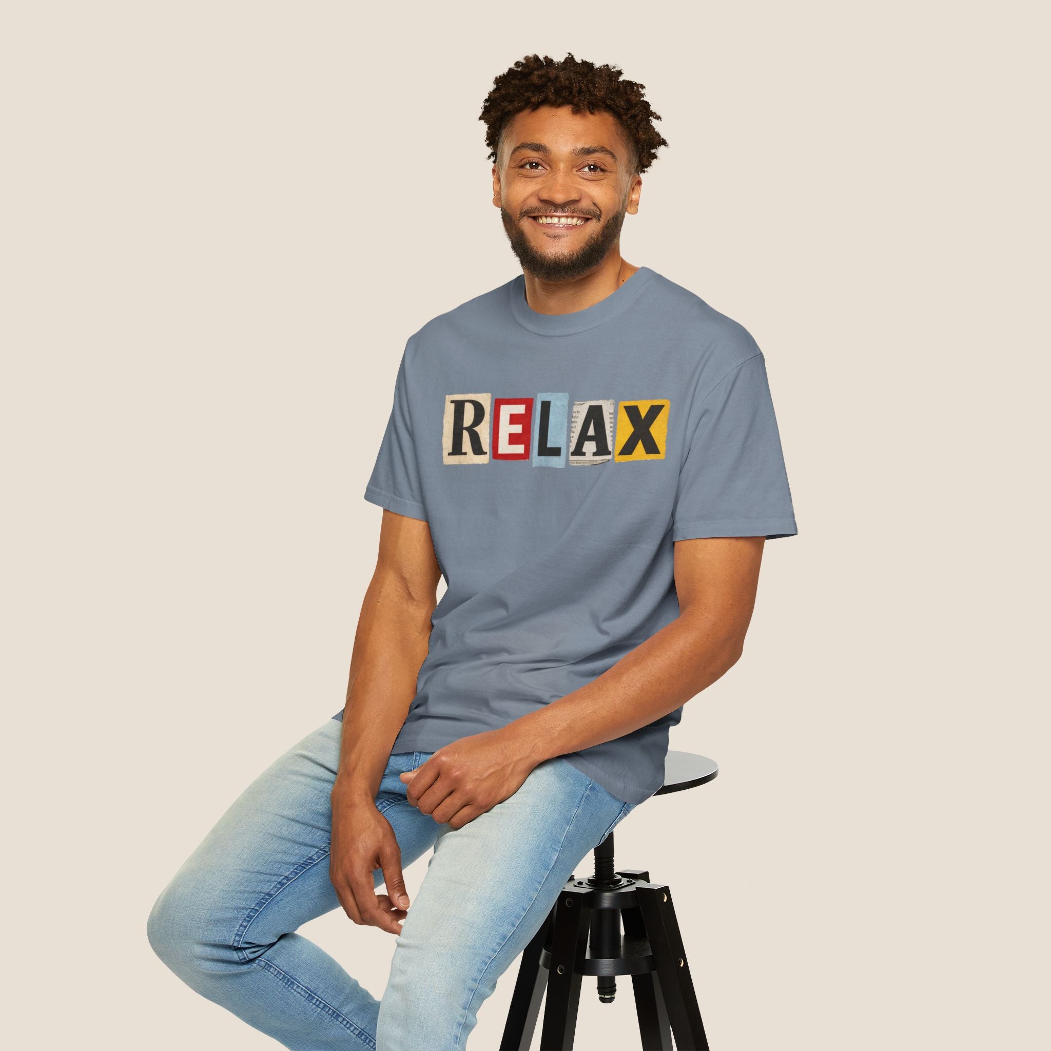 RELAX Ransom Note T-Shirt | Retro Magazine Cutout Font