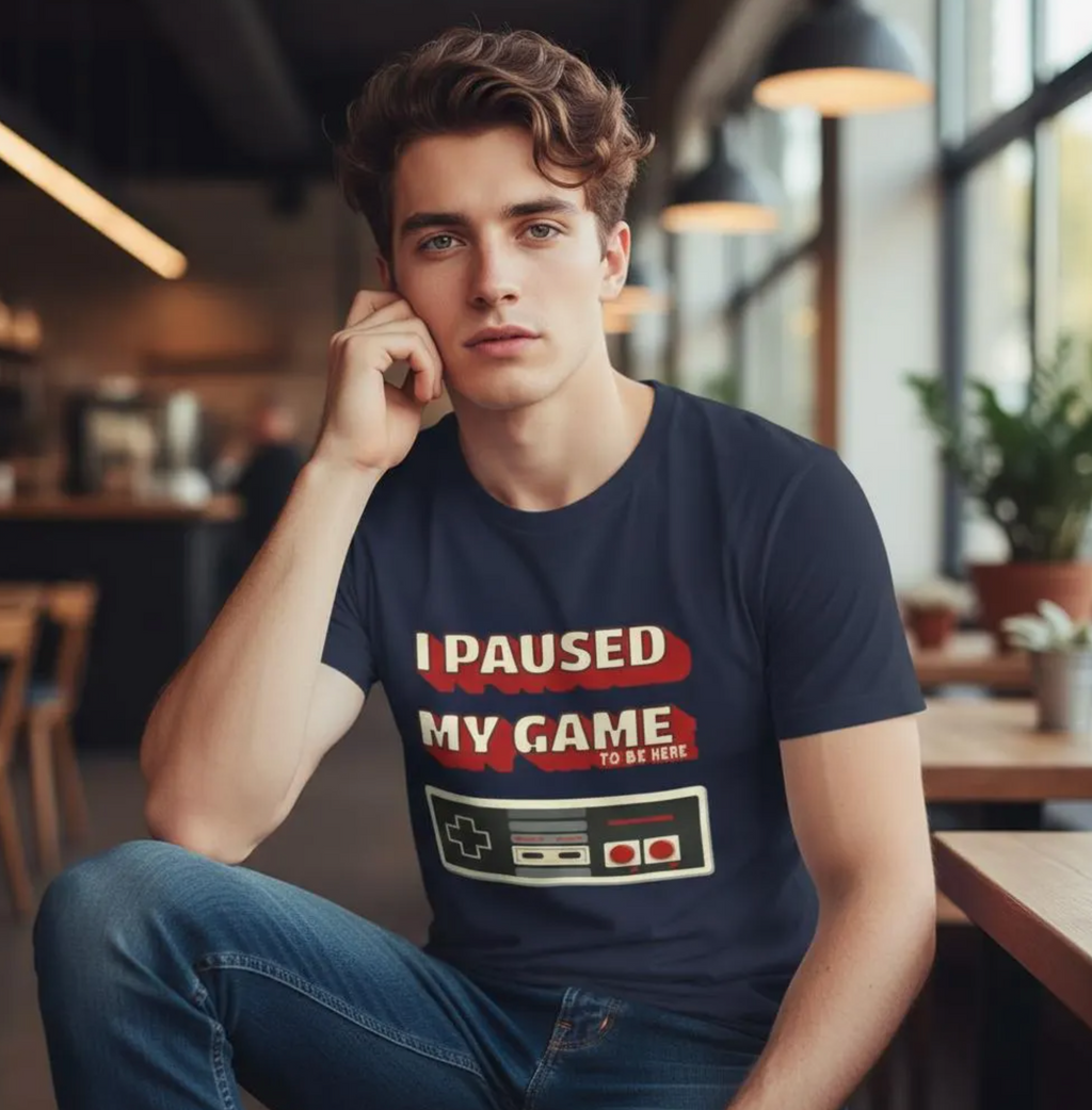 I Paused My Game To Be Here T-Shirt | Retro Funny Gamer Gift