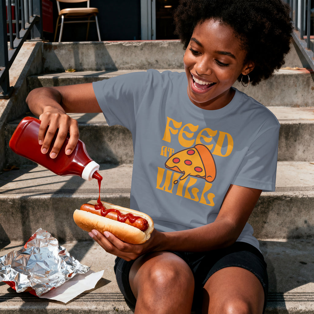 Retro Pizza Shirt Feed At Will | Funny Foodie Gift for a Foodie