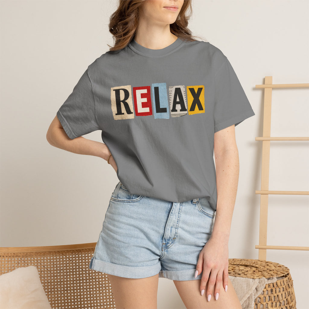 RELAX Ransom Note T-Shirt | Retro Magazine Cutout Font