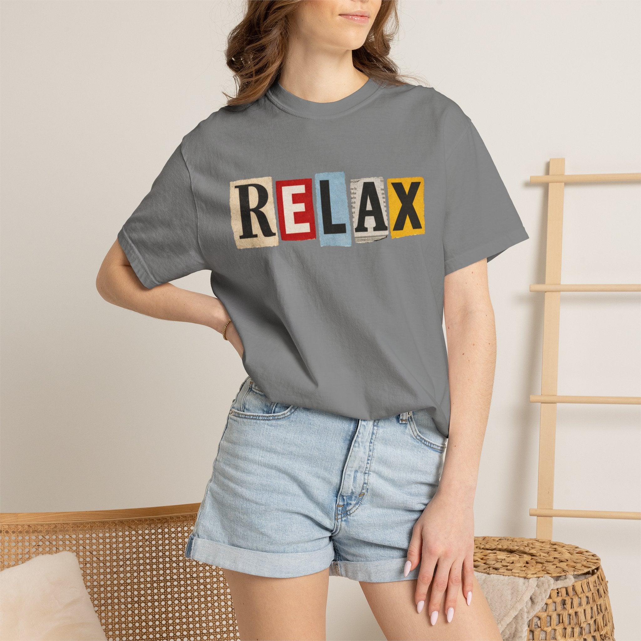 RELAX Ransom Note T-Shirt | Retro Magazine Cutout Font