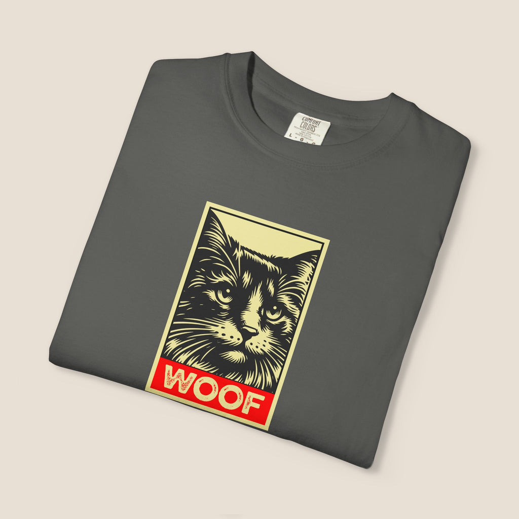 WOOF! Cat T-Shirt | Funny Cat Lover Gift | Ironic Cat Tee