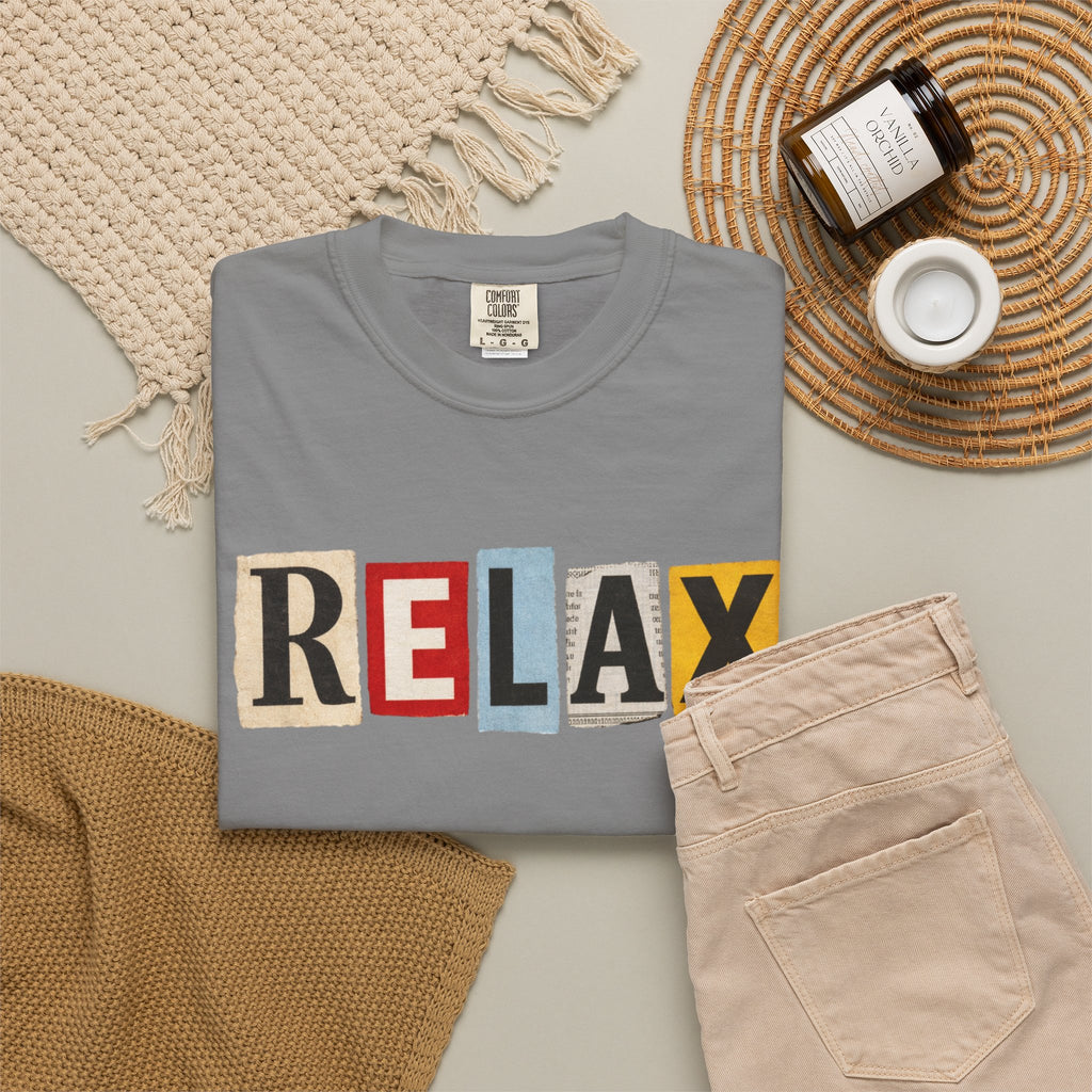 RELAX Ransom Note T-Shirt | Retro Magazine Cutout Font