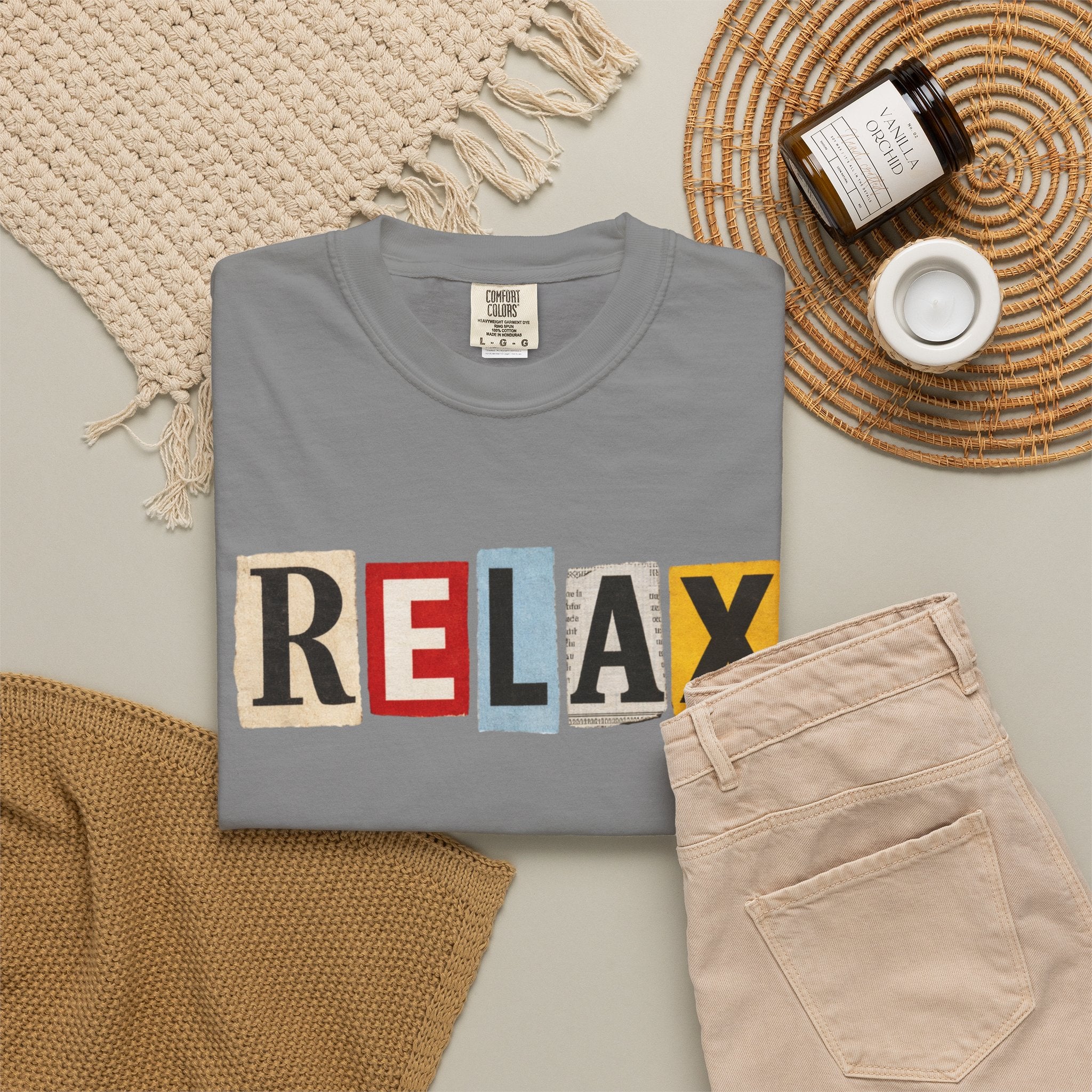 RELAX Ransom Note T-Shirt | Retro Magazine Cutout Font