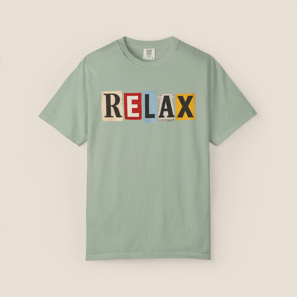 RELAX Ransom Note T-Shirt | Retro Magazine Cutout Font