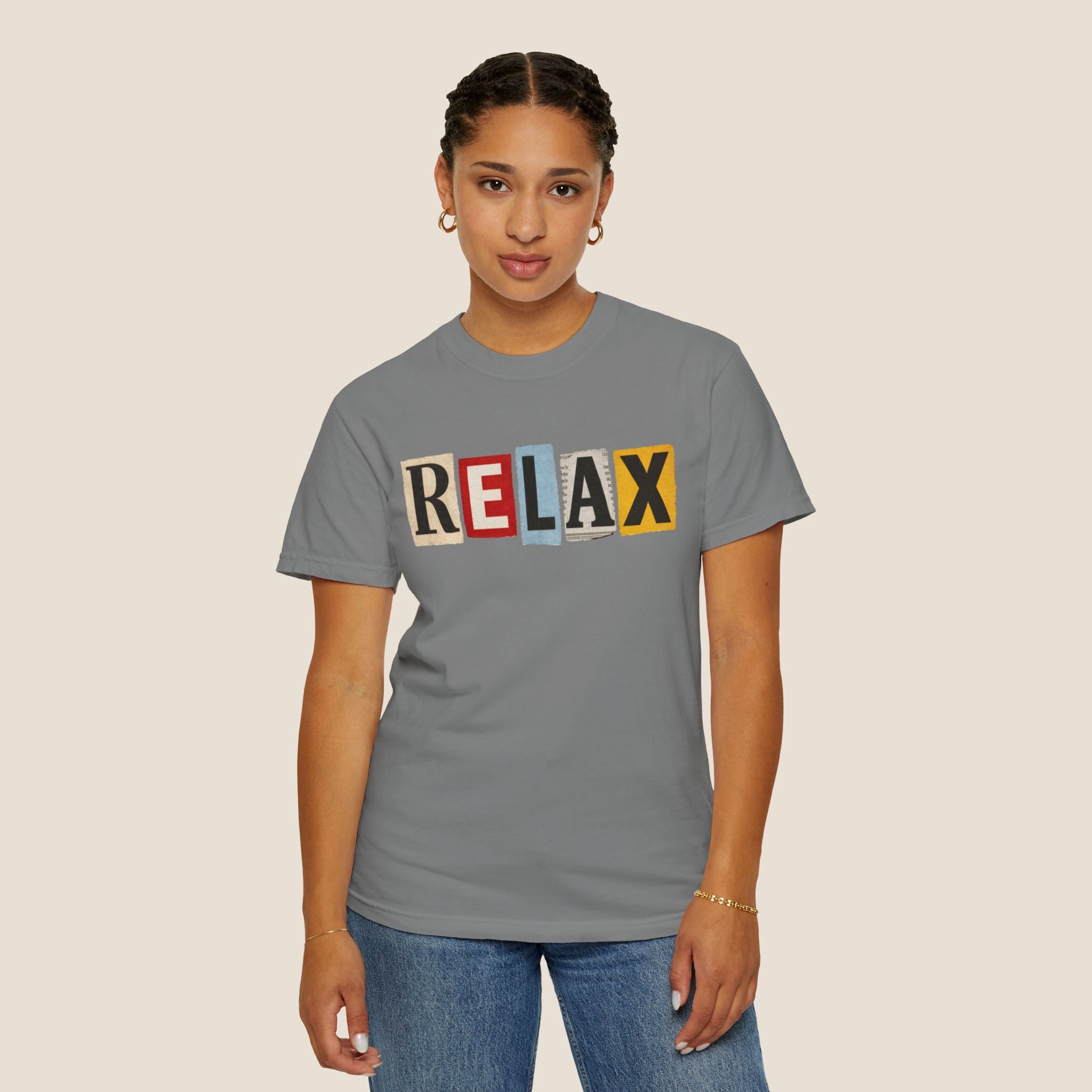 RELAX Ransom Note T-Shirt | Retro Magazine Cutout Font