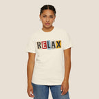 RELAX Ransom Note T-Shirt | Retro Magazine Cutout Font