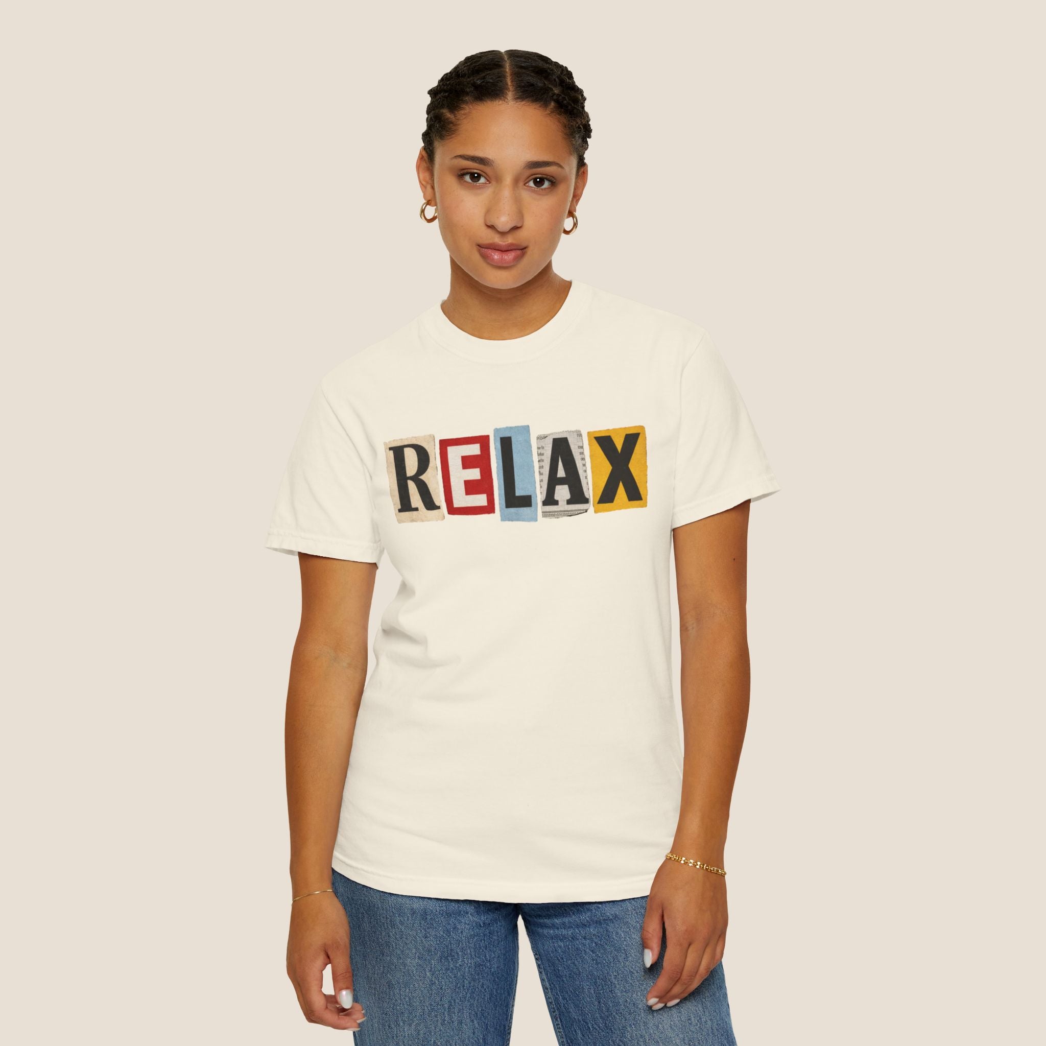 RELAX Ransom Note T-Shirt | Retro Magazine Cutout Font