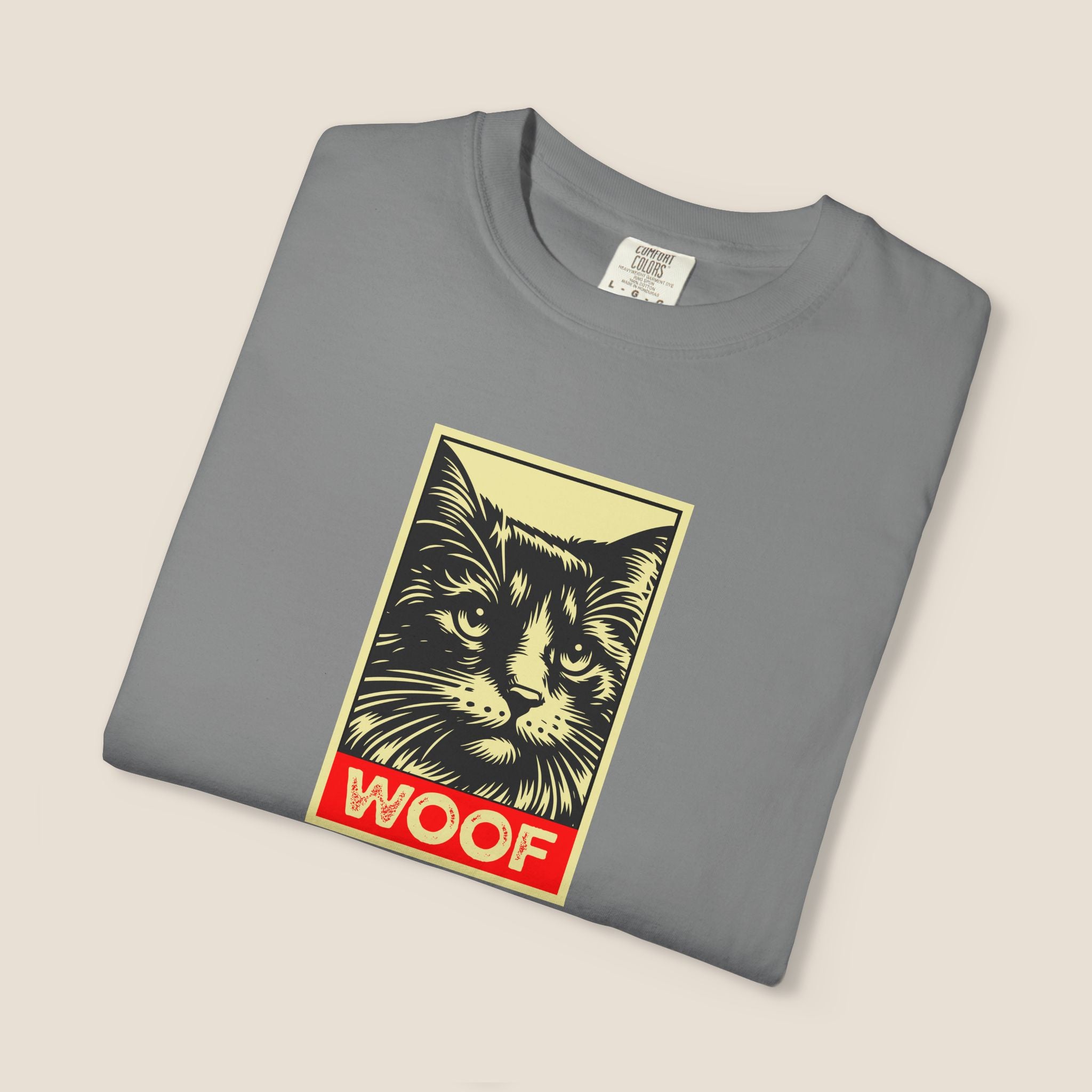 WOOF! Cat T-Shirt | Funny Cat Lover Gift | Ironic Cat Tee