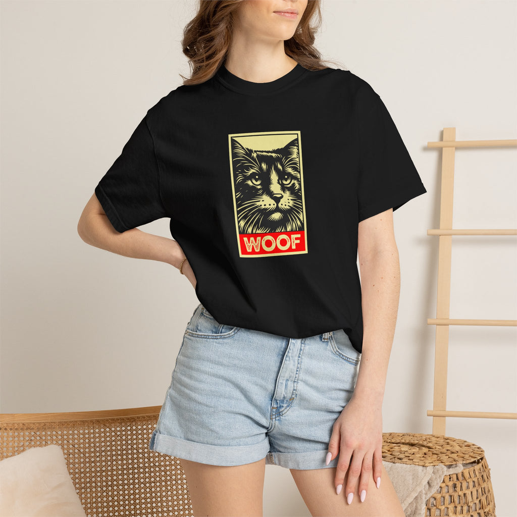 WOOF! Cat T-Shirt | Funny Cat Lover Gift | Ironic Cat Tee