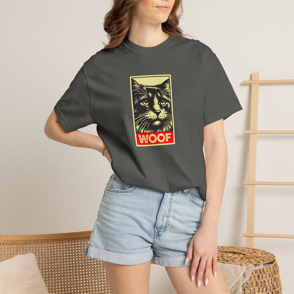 WOOF! Cat T-Shirt | Funny Cat Lover Gift | Ironic Cat Tee