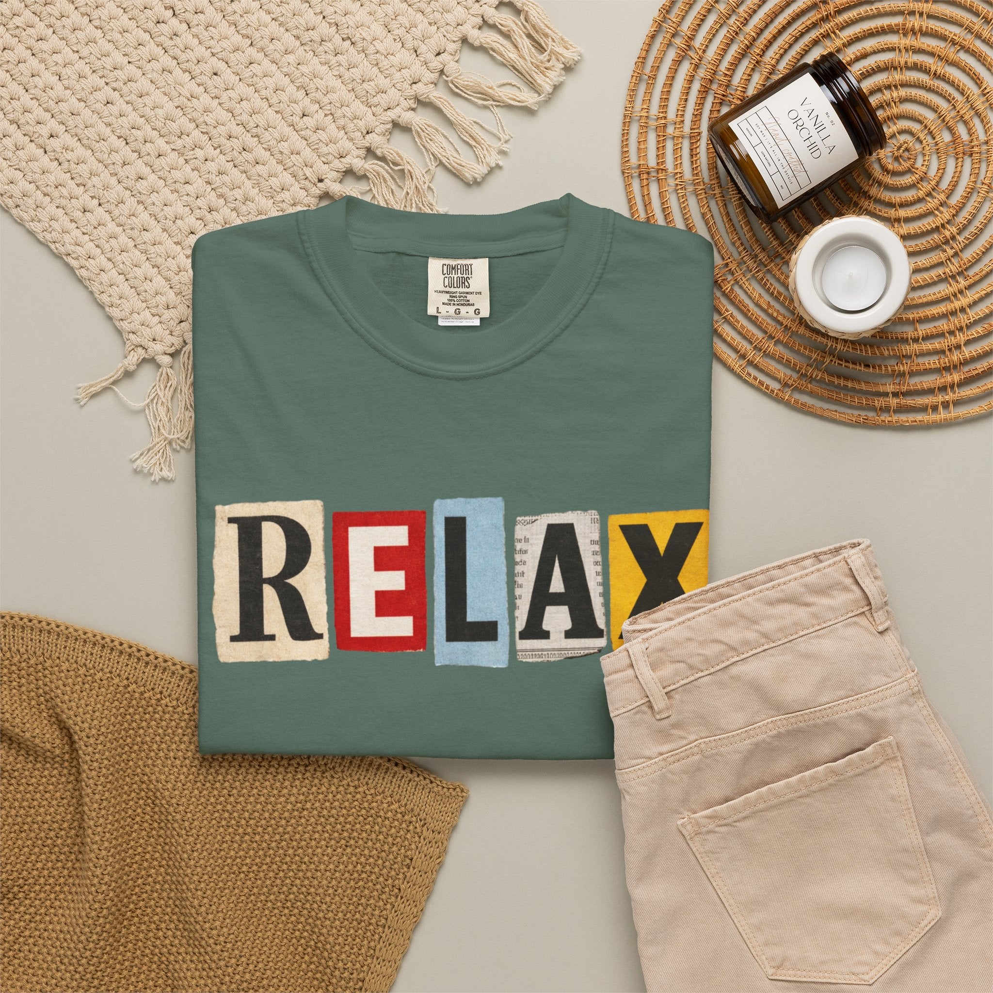 RELAX Ransom Note T-Shirt | Retro Magazine Cutout Font