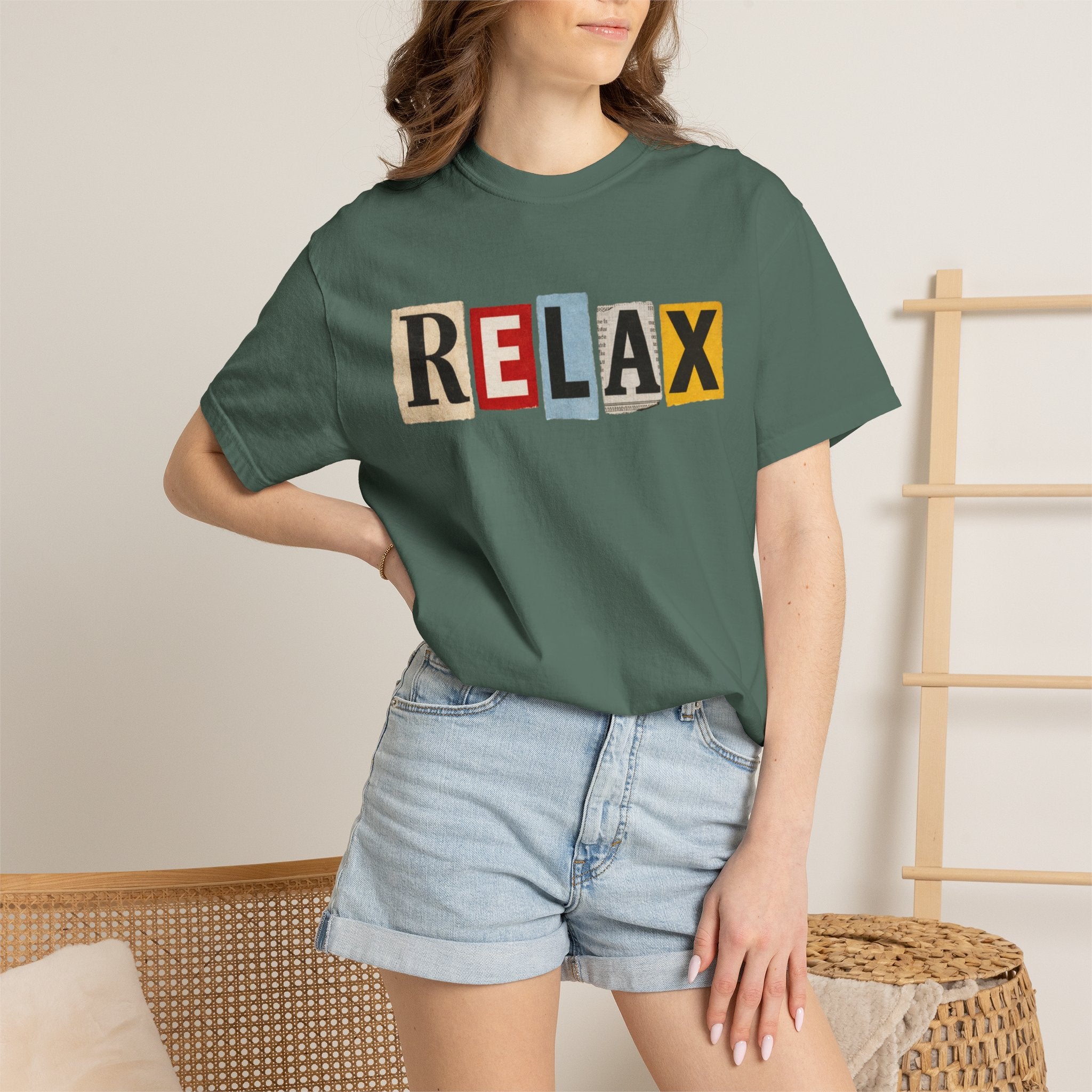 RELAX Ransom Note T-Shirt | Retro Magazine Cutout Font