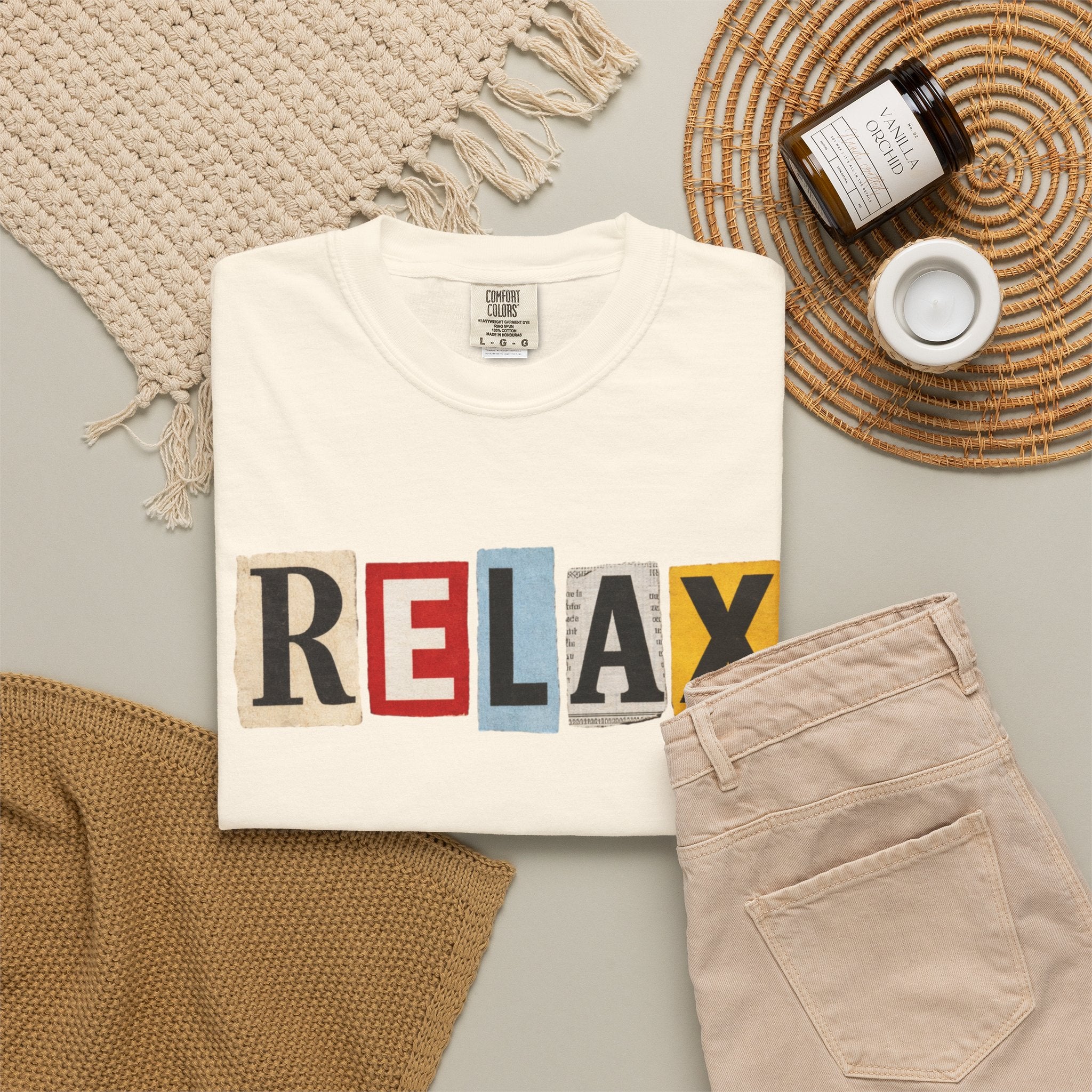 RELAX Ransom Note T-Shirt | Retro Magazine Cutout Font