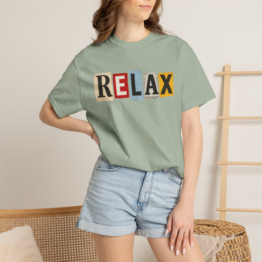 RELAX Ransom Note T-Shirt | Retro Magazine Cutout Font