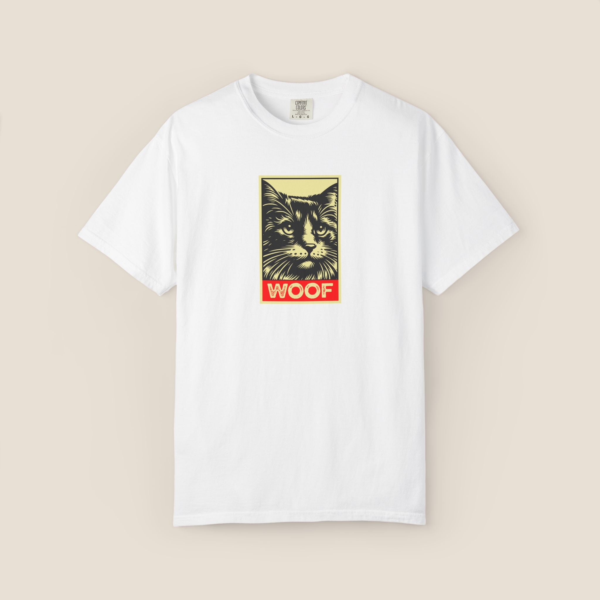 WOOF! Cat T-Shirt | Funny Cat Lover Gift | Ironic Cat Tee