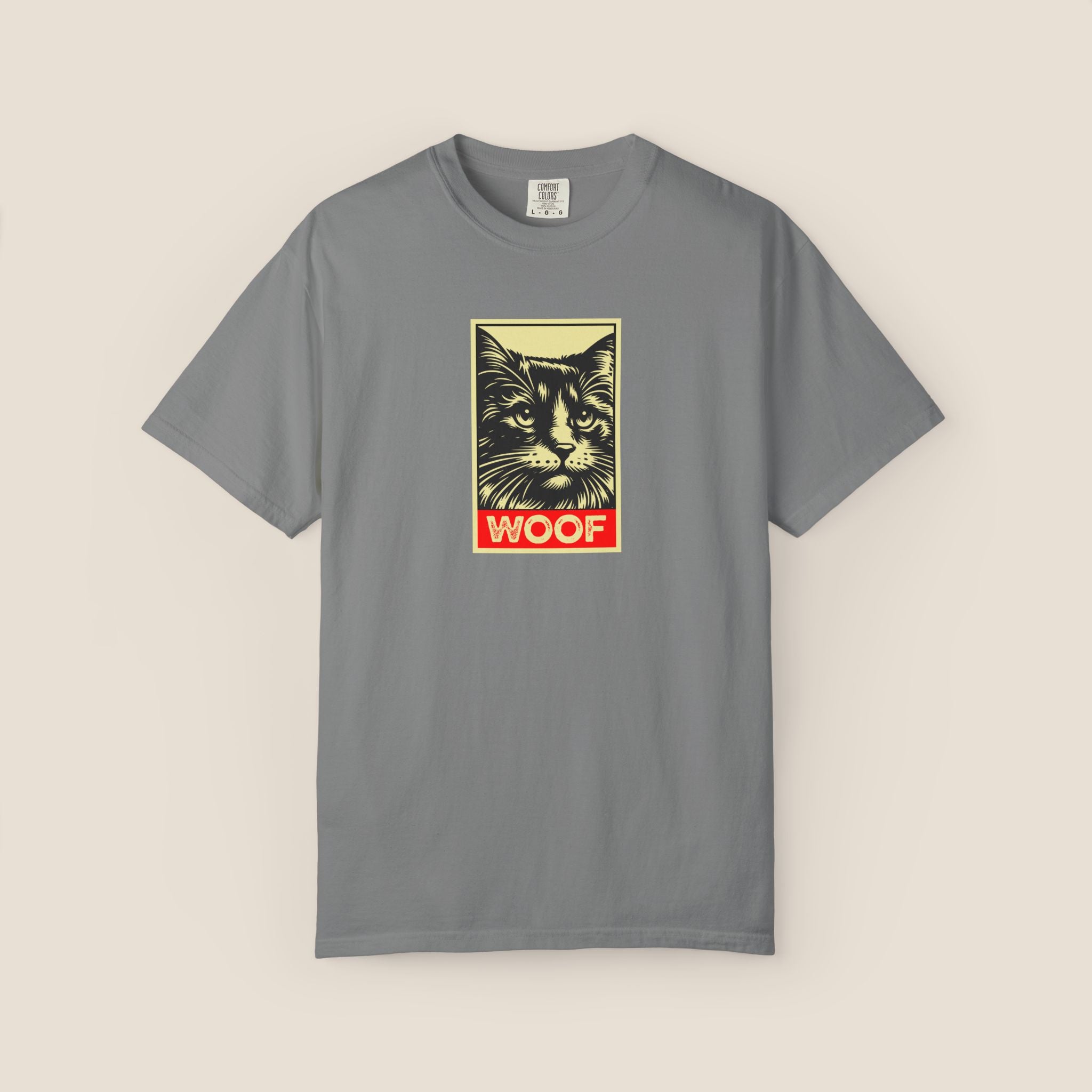 WOOF! Cat T-Shirt | Funny Cat Lover Gift | Ironic Cat Tee