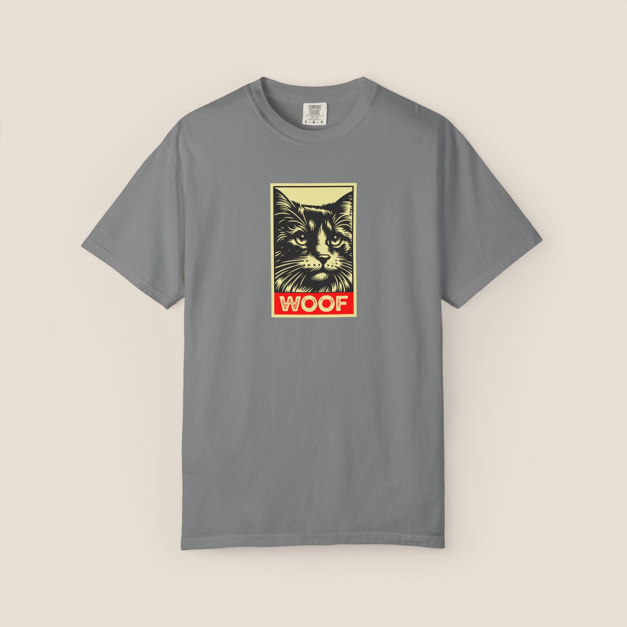 WOOF! Cat T-Shirt | Funny Cat Lover Gift | Ironic Cat Tee